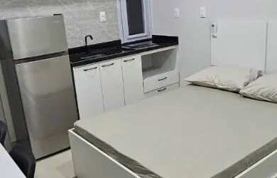 Imagem: O apartamento possui 1 Dormitório, 1 Banheiro, 1 Vaga na garagem