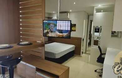 Imagem: O apartamento possui 1 Dormitório, 1 Banheiro, 1 Vaga na garagem