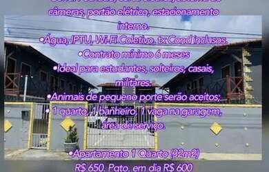 Imagem: O apartamento possui 1 Dormitório, 1 Banheiro, 1 Vaga na garagem