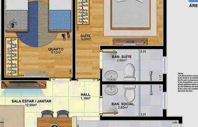 Imagem: O apartamento possui 2 Dormitórios, 2 Banheiros, 1 Vaga na