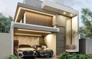 Imagem: A casa em condomínio possui 4 Dormitórios, 4 Banheiros, 4