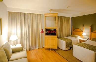 Imagem: O apartamento possui 1 Dormitório, 1 Banheiro, 1 Vaga na garagem