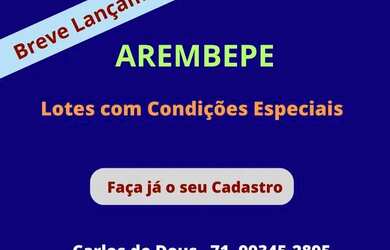 Imagem: O terreno possui 116m² de Área e está localizado em Arembepe