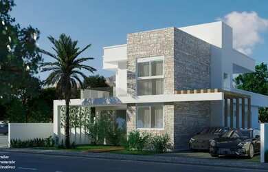 Imagem: A casa em condomínio possui 4 Dormitórios, 4 Banheiros, 2