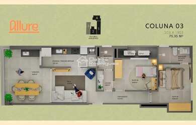 Imagem 8: Allure Residence. 59m² de Área, 2 Vagas na garageme2 Dormitórios