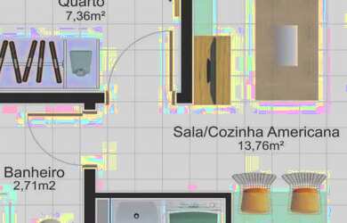 Imagem: O apartamento possui 1 Dormitório e 1 Banheiro e está localizado