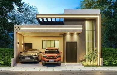 Imagem: A casa possui 3 Dormitórios, 2 Banheiros, 2 Vagas na garagem