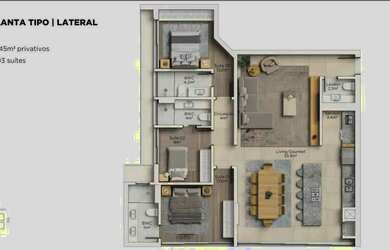 Imagem: O apartamento possui 3 Dormitórios, 4 Banheiros, 2 Vagas na