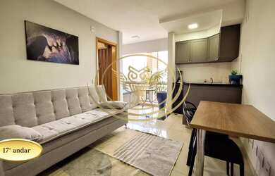 Imagem: O apartamento possui 1 Dormitório, 1 Banheiro, 1 Vaga na garagem