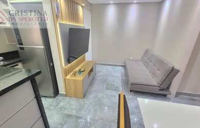 Imagem: O apartamento possui 1 Dormitório, 1 Banheiro, 1 Vaga na garagem