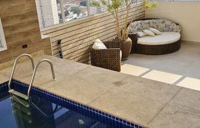 Imagem: O apartamento na cobertura possui 4 Dormitórios, 5 Banheiros