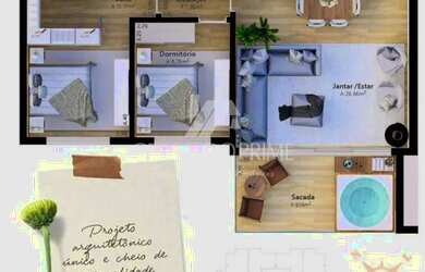 Imagem: O apartamento possui 2 Dormitórios, 2 Banheiros, 1 Vaga na