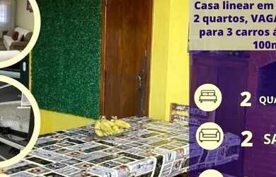 Imagem: A casa possui 2 Dormitórios, 2 Banheiros, 3 Vagas na garagem