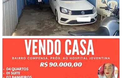 Imagem: A casa possui 4 Dormitórios, 2 Banheiros, 2 Vagas na garagem