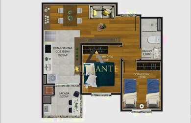 Imagem 11: Izy Residencial. Churrasqueira, Área de serviço, 47m² de Áreae1 Vaga...