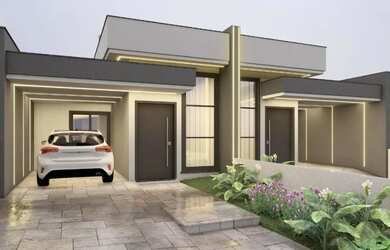 Imagem: A casa possui 3 Dormitórios, 2 Banheiros, 2 Vagas na garagem