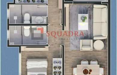 Imagem: O apartamento possui 2 Dormitórios, 2 Banheiros, 1 Vaga na