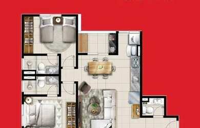 Imagem: O apartamento possui 2 Dormitórios, 3 Banheiros e 66m² de