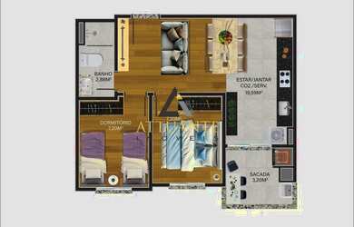 Imagem 10: Izy Residencial. Churrasqueira, Área de serviço, 47m² de Áreae1 Vaga...