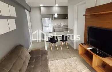 Imagem: O apartamento possui 1 Dormitório, 1 Banheiro, 1 Vaga na garagem