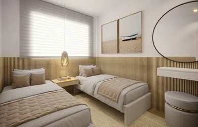 Imagem: O apartamento possui 1 Dormitório, 1 Banheiro, 1 Vaga na garagem