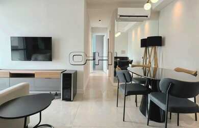 Imagem: O apartamento possui 1 Dormitório, 2 Banheiros, 1 Vaga na garagem