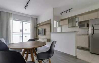 Imagem: O apartamento possui 1 Dormitório, 1 Banheiro, 1 Vaga na garagem