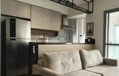 Imagem: O apartamento possui 1 Dormitório, 2 Banheiros, 1 Vaga na garagem