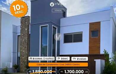 Imagem: A casa em condomínio possui 3 Dormitórios, 3 Banheiros, 2