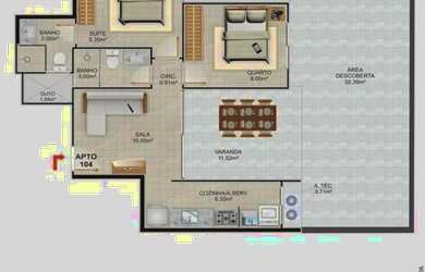 Imagem 9: Apartamento de 2 quartos com suíte na Praia do Morro, Guarapari-ES 69,21m²...