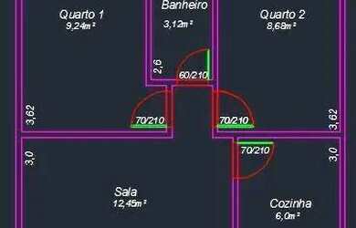 Imagem: O apartamento possui 2 Dormitórios, 1 Banheiro e 1 Vaga na