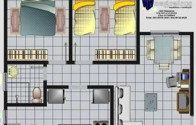 Imagem: O apartamento possui 2 Dormitórios, 1 Banheiro, 1 Vaga na garagem