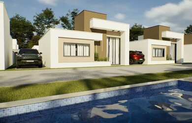 Imagem: A casa em condomínio possui 3 Dormitórios, 1 Banheiro, 3 Vagas