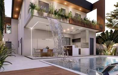 Imagem: A casa em condomínio possui 4 Dormitórios, 5 Banheiros, 4