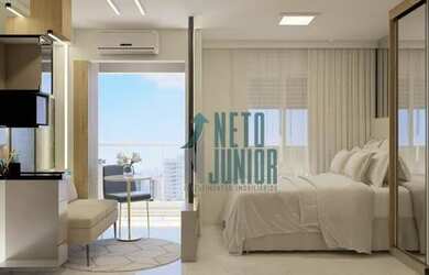 Imagem: O studio possui 1 Dormitório, 1 Banheiro, 20m² de Área e