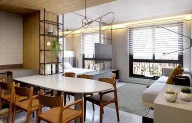 Imagem: O apartamento possui 1 Dormitório, 1 Banheiro, 1 Vaga na garagem