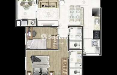 Imagem: O apartamento possui 2 Dormitórios, 2 Banheiros, 1 Vaga na