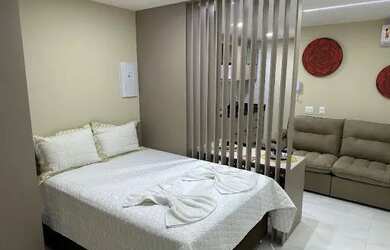 Imagem: O apartamento possui 1 Dormitório, 1 Banheiro, 1 Vaga na garagem