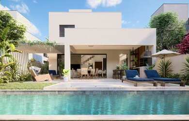 Imagem: A casa em condomínio possui 4 Dormitórios, 4 Banheiros, 2