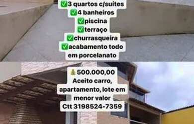 Imagem: A casa possui 3 Dormitórios, 2 Banheiros, 3 Vagas na garagem