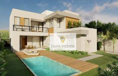 Imagem: A casa em condomínio possui 4 Dormitórios, 4 Banheiros, 2