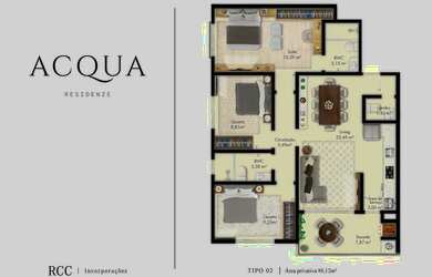 Imagem: O apartamento possui 3 Dormitórios, 3 Banheiros, 2 Vagas na