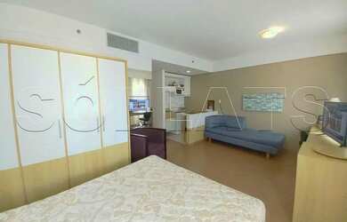 Imagem: O apartamento possui 1 Dormitório, 1 Banheiro, 1 Vaga na garagem