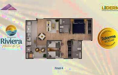 Imagem: O apartamento possui 2 Dormitórios, 2 Banheiros, 1 Vaga na