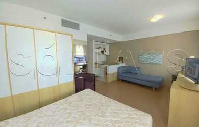 Imagem: O apartamento possui 1 Dormitório, 1 Banheiro, 1 Vaga na garagem