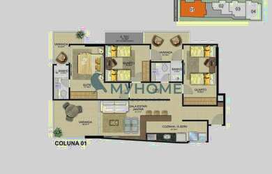 Imagem: O apartamento possui 3 Dormitórios, 1 Banheiro, 2 Vagas na