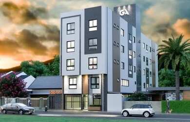 Imagem: O apartamento possui 1 Dormitório, 1 Banheiro, 1 Vaga na garagem