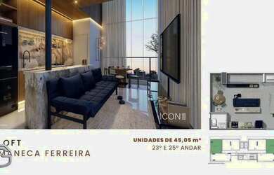 Imagem: O apartamento possui 1 Dormitório, 2 Banheiros, 1 Vaga na garagem