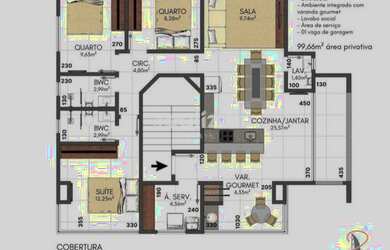 Imagem 7: Apartamento com 3 dormitórios à venda, 99 m² por R$ 520.000 - Praia de Armação - Penha/SC