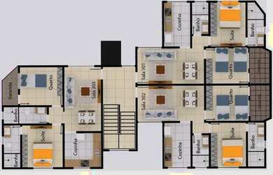 Imagem: O apartamento possui 2 Dormitórios, 1 Banheiro, 1 Vaga na garagem